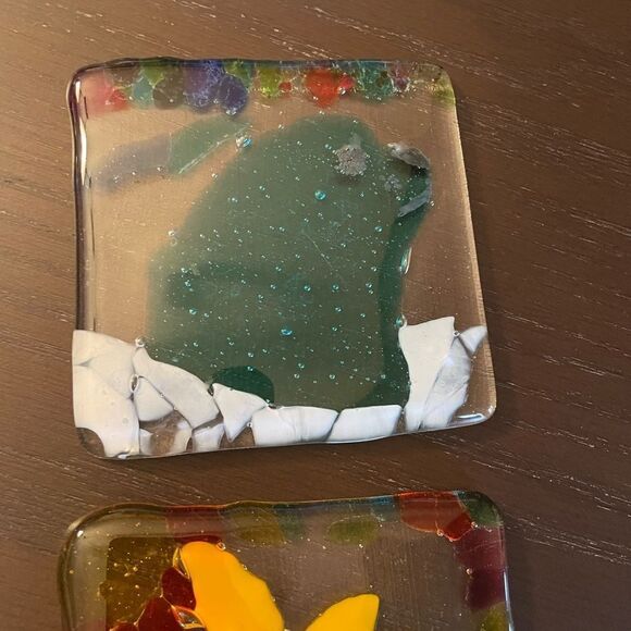 Glass Mosaic Colorful Coasters Yard Art set of 4 - Picture 5 of 13